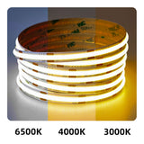 High Density COB LED Strip Lights 400LEDs 12V/24V 5M/10M Flexible with Adhesive Tape 3mm 5mm 8mm Width CRI>90