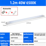 4FT Led slim batten light 6500k led strip ceiling light 120cm aluminum material
