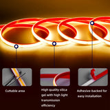 Waterproof COB led strip light 24v 10w/m 320 leds/m IP68 for indoor and outdoor