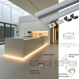 20x10mm Slim Wall Mount or Recessed LED Profile 1M 2M for Groove Lighting in Bespoke Joinery Wall Mounted for Bookshelf & Entertainment Unit Lighting