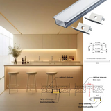20x10mm Slim Wall Mount or Recessed LED Profile 1M 2M for Groove Lighting in Bespoke Joinery Wall Mounted for Bookshelf & Entertainment Unit Lighting
