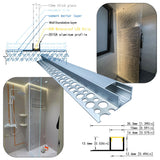 3515A Tile-Recessed LED Aluminum Profile – Recessed groove for edge lighting of 10mm-12mm tiles and stone – Suitable for shower niches, bathroom mirrors, and kitchen backsplash lighting – Compatible with 12mm COB/SMD waterproof light strips 1/2 meter