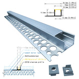 3515A Tile-Recessed LED Aluminum Profile – Recessed groove for edge lighting of 10mm-12mm tiles and stone – Suitable for shower niches, bathroom mirrors, and kitchen backsplash lighting – Compatible with 12mm COB/SMD waterproof light strips 1/2 meter
