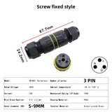 IP68 Waterproof Inline Connector - Heavy Duty Outdoor Cable Joint 2-Pin to 6-Pin