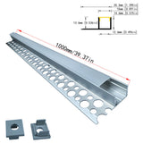 3515A Tile-Recessed LED Aluminum Profile – Recessed groove for edge lighting of 10mm-12mm tiles and stone – Suitable for shower niches, bathroom mirrors, and kitchen backsplash lighting – Compatible with 12mm COB/SMD waterproof light strips 1/2 meter