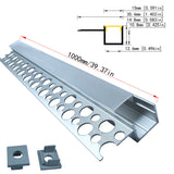 3515A Tile-Recessed LED Aluminum Profile – Recessed groove for edge lighting of 10mm-12mm tiles and stone – Suitable for shower niches, bathroom mirrors, and kitchen backsplash lighting – Compatible with 12mm COB/SMD waterproof light strips 1/2 meter
