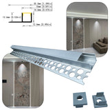3515A Tile-Recessed LED Aluminum Profile – Recessed groove for edge lighting of 10mm-12mm tiles and stone – Suitable for shower niches, bathroom mirrors, and kitchen backsplash lighting – Compatible with 12mm COB/SMD waterproof light strips 1/2 meter