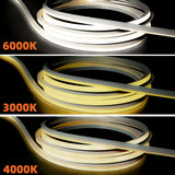 10x10mm LED Neon Flex Strip (24V/10W/m, includes solder-free connectors; suitable for cabinet and curved lighting applications)