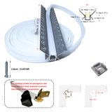 4624 Plaster-in Internal Corner LED Profile 2M Trimless Drywall Aluminum Channel