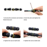 IP68 Waterproof Inline Connector - Heavy Duty Outdoor Cable Joint 2-Pin to 6-Pin