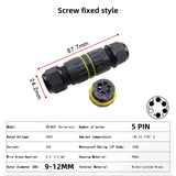 IP68 Waterproof Inline Connector - Heavy Duty Outdoor Cable Joint 2-Pin to 6-Pin