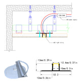 5213A LED Gypsum Board Profile - 1m 2m  Aluminum Recessed Profile with Airflow Channels & Diffuser for Indirect Roof Lighting (PC White/Black + Silicone )