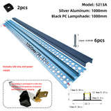 5213A LED Gypsum Board Profile - 1m 2m  Aluminum Recessed Profile with Airflow Channels & Diffuser for Indirect Roof Lighting (PC White/Black + Silicone )