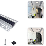 5213A LED Gypsum Board Profile - 1m 2m  Aluminum Recessed Profile with Airflow Channels & Diffuser for Indirect Roof Lighting (PC White/Black + Silicone )