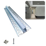 5213A LED Gypsum Board Profile - 1m 2m  Aluminum Recessed Profile with Airflow Channels & Diffuser for Indirect Roof Lighting (PC White/Black + Silicone )