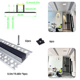 5213A LED Gypsum Board Profile - 1m 2m  Aluminum Recessed Profile with Airflow Channels & Diffuser for Indirect Roof Lighting (PC White/Black + Silicone )