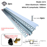 52x13mm Plaster-in LED Profile Seamless Recessed Drywall Channel 1M 2M Indirect Lighting Trimless