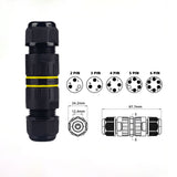 IP68 Waterproof Inline Connector - Heavy Duty Outdoor Cable Joint 2-Pin to 6-Pin