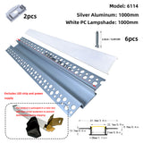 6114 Recessed Drywall LED Aluminium Profile – Black/White Diffuser or Silicone Cover for Indirect Light (1m / 2m)