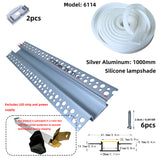 6114 Recessed Drywall LED Aluminium Profile – Black/White Diffuser or Silicone Cover for Indirect Light (1m / 2m)