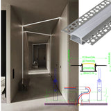 6114 Recessed Drywall LED Aluminium Profile – Black/White Diffuser or Silicone Cover for Indirect Light (1m / 2m)