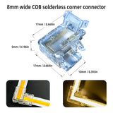 Solderless connector L shape corner connector for COB RGB led strip light