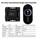 RF Touch Remote LED Strip Dimmer Controller – Single Color Brightness Adjuster, 1-20 Pack Available
