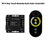 RF 6-Key Touch Remote Dual Color LED Strip Controller – CCT Brightness & Color Temperature Dimmer 12-24V