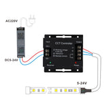 RF 6-Key Touch Remote Dual Color LED Strip Controller – CCT Brightness & Color Temperature Dimmer 12-24V