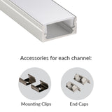 17x8mm 1m 2m Wall mounted flat aluminum profile for DIY led handle lighting and kitchen lighting