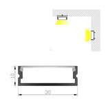 30x10mm Led aluminum profile channel for DIY led ceiling light under cabinet Light 1m 2m surface mounted or recessed installation