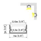 14x7mm Led aluminum channel holder bar profile for cabinet closet led strip light 1m 2m