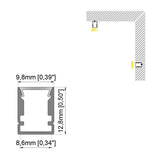 10x13mm 1m 2m Led aluminum profile for led strip lights installed on cabinet or cupboard